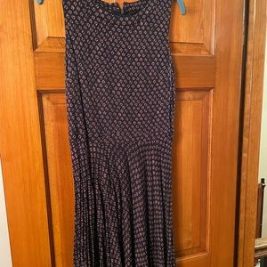 Loft size medium navy blue with spotted design fit and flare dress